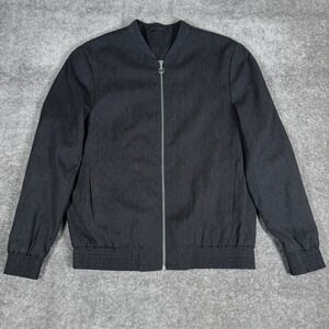 Topman Jacket Men's Medium Gray Bomber Lightweight Full Zip Preppy